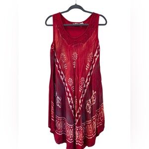 Just Cruising Women’s Sleeveless Tank Dress Free Size 100% Rayon Red Graphic